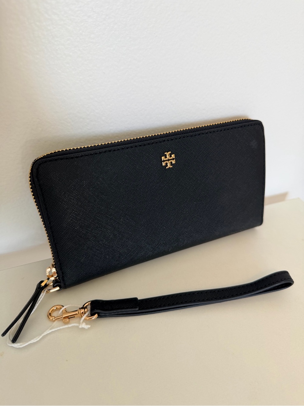 Tory Burch Black Wallet with Gold Logo
